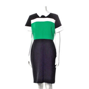 Karl Lagerfeld Dress Black White & Green COLOR BLOCK Short Sleeve SZ 10 NWT